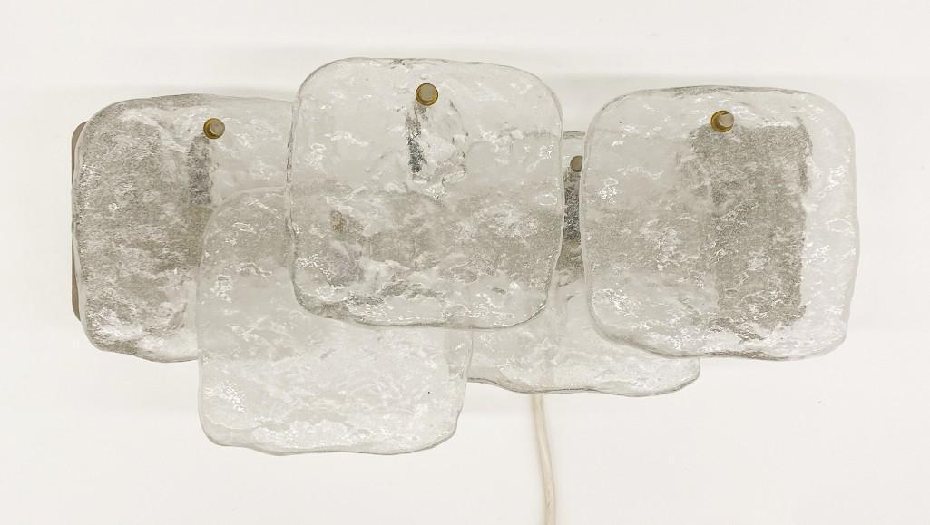 Wall Sconce J.T. Kalmar Rappottenstein Foam Glass Lamp: Appears to be original wiring and requires rewiring. Approx. 21 in W x 10 in H x 6 in D. Weight 13 lbs 8 oz.
