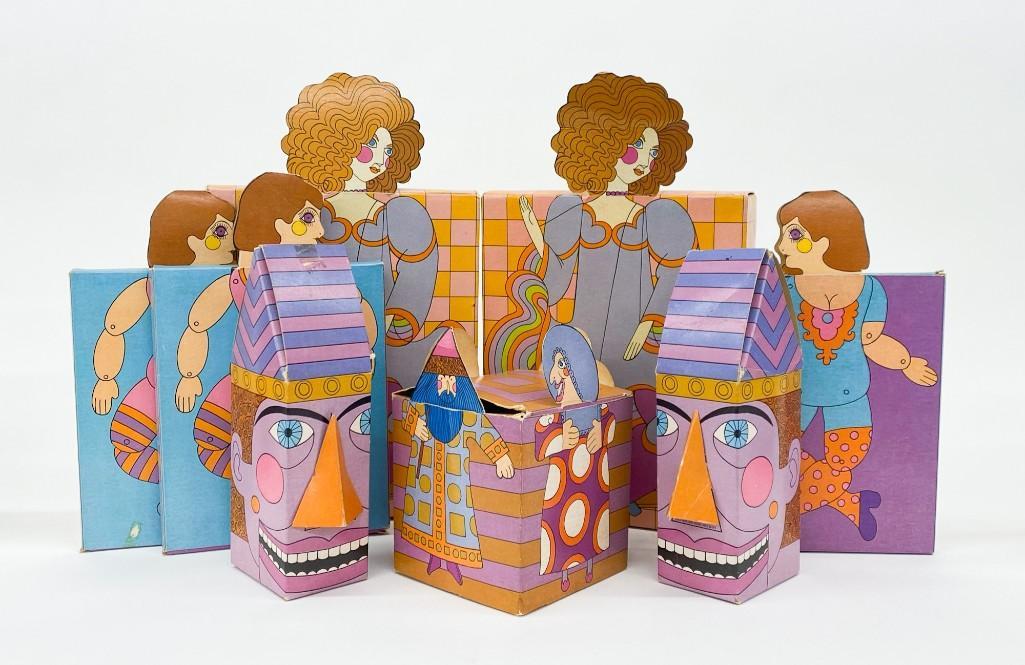Group of (8) Vintage Joseph Magnin 1968 Gift Boxes: Approx. 8 x 8 x 6 inches to 17 x 10.25 x 2 inches. Overall weight 1 lb 2 oz.