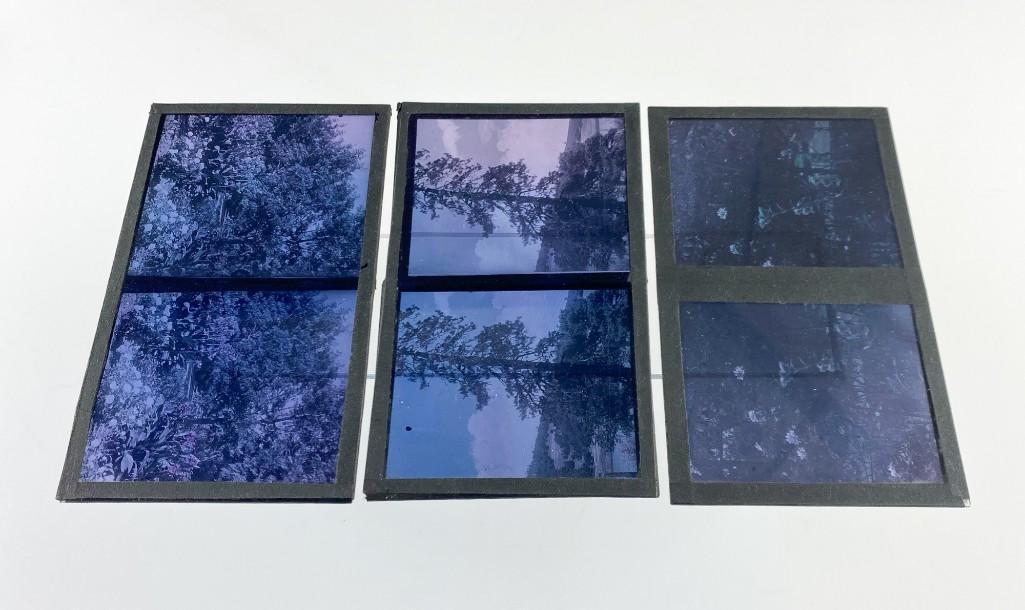Group (6) Glass Stereo Slides in Original Box: Landscape shots, duplicates of three different views. Approx. 5.5 in. x 3.25 in. x 0.5 in. Weight 1 lb.