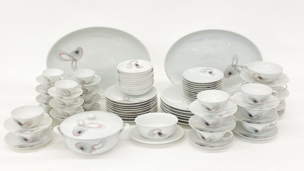 Large (89 piece) Set of Jean Luce Porcelain Dinnerware: Large Set of Jean Luce Dinnerware. Made in Germany. 89 pieces. Weight 38 lbs.