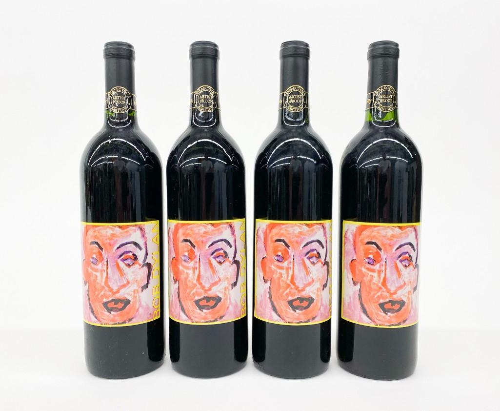 (4) Bottles California Wine Bob Dylan 1997: Four bottles of Artist Proof Collector's Edition. Overall weight 11 lbs 5 oz.