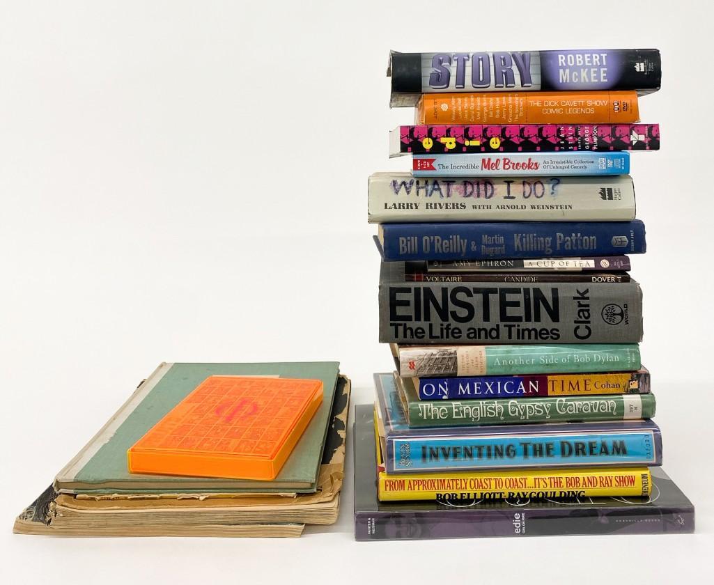 Group of (20) Culture Film Television Stage Books +: Group of Miscellaneous Books and media relating to Film, Television, Music and Stage. Robert McKee, Story; The Dick Cavett Show DVD Set; Jean Stein, Edie; The Incredible Mel Brooks DVD Set; Larry Rive