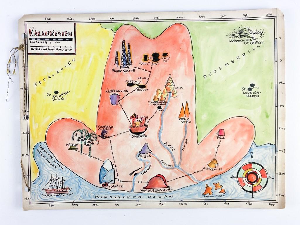 Ludwig & George Wronkow Handmade Illustrated Book, Map: Approx. 9 in. x 12 in. Hughes Auctions is thrilled to present 29 lots of original handmade Artist Booklets by gifted designers Ludwig and George Wronkow, ranging in date from 1955-1971 (please see oth