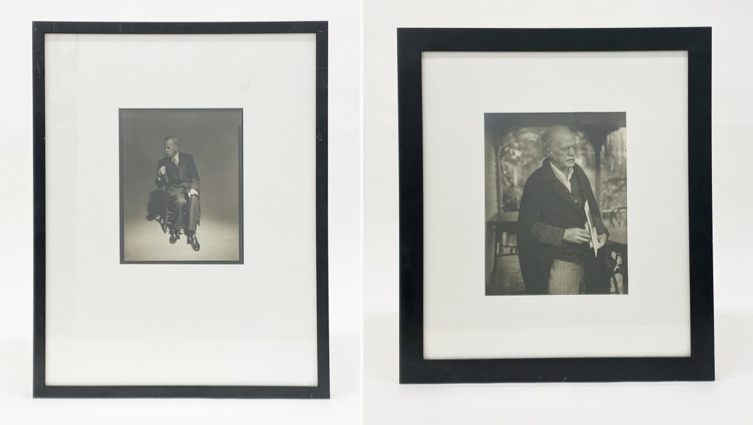 Lot (2) Attrib. Barbara Morgan (1900-1992) Photo Prints: Standing figure visible approx. 13 in. x 10.25 in; frame approx. 25.5 in x 22.5 in. Seated figure visible approx. 10 in. x 8 in; frame approx. 24 in. x 19 in. Two pieces together weigh 13 pounds.