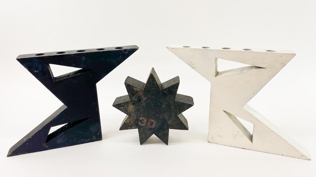 Modern Wooden Candelabra & Star Shaped Object (1 of 8)