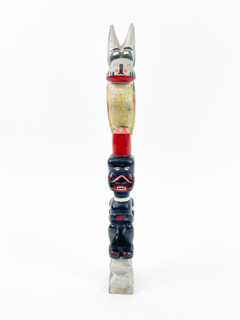 Hand Carved & Painted Outsider Folk Art Totem Pole (1 of 8)