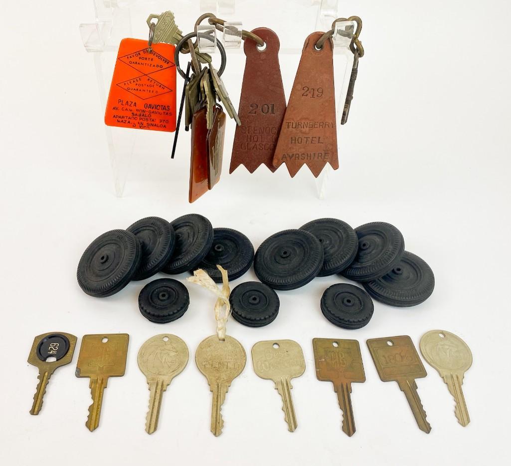 Collection of Vintage Hotel Keys and Miniature Wheels (1 of 11)