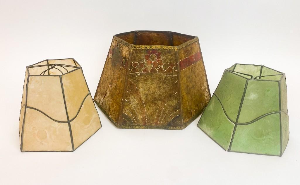 Lot of 3 Vintage Capiz and Mica Lamp Shades (1 of 9)