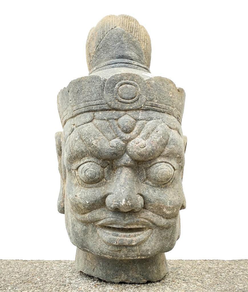 Large Carved Stone Temple Warrior Garden Statue (1 of 7)