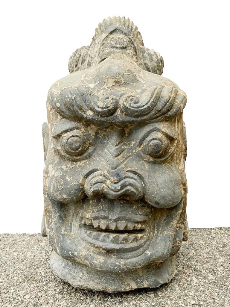 Large Carved Stone Temple Warrior Garden Statue (1 of 9)