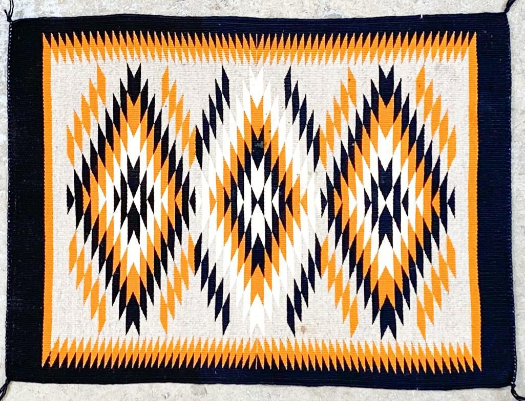 Navajo Black, Grey, Orange Rug Eye Dazzler Weaving (1 of 4)