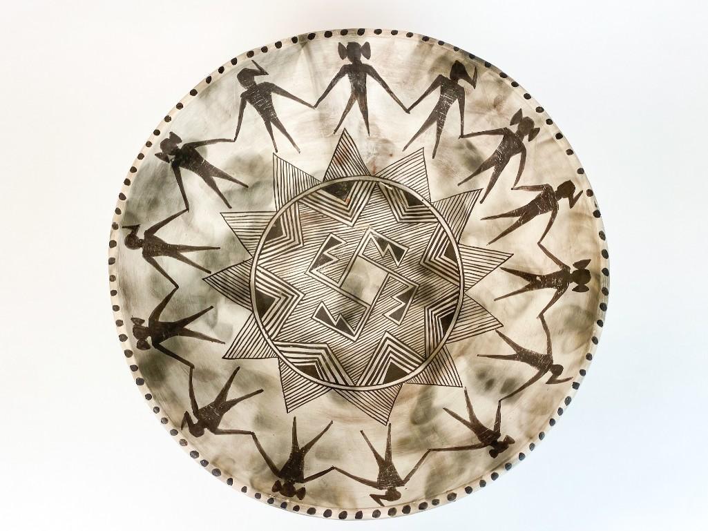 Michael Kanteena (b.1959) Very Large Painted Clay Bowl (1 of 12)