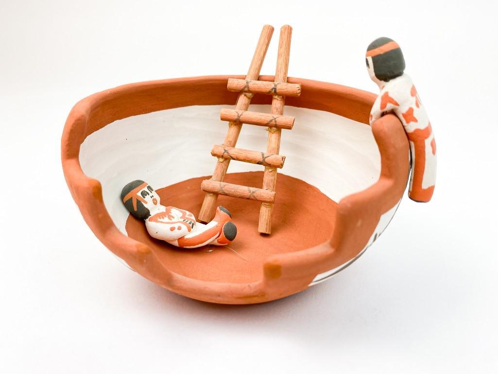 Signed Acoma Painted Bowl with Figures (1 of 10)