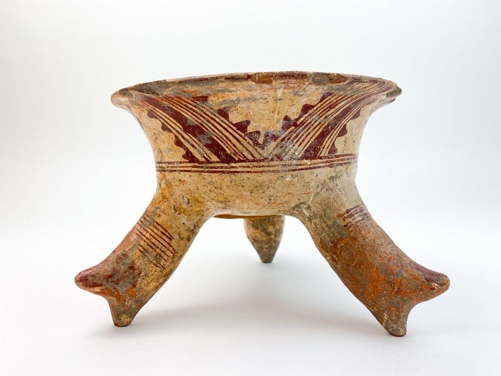 Pre-Columbian Red Painted Three Footed Clay Bowl (1 of 12)