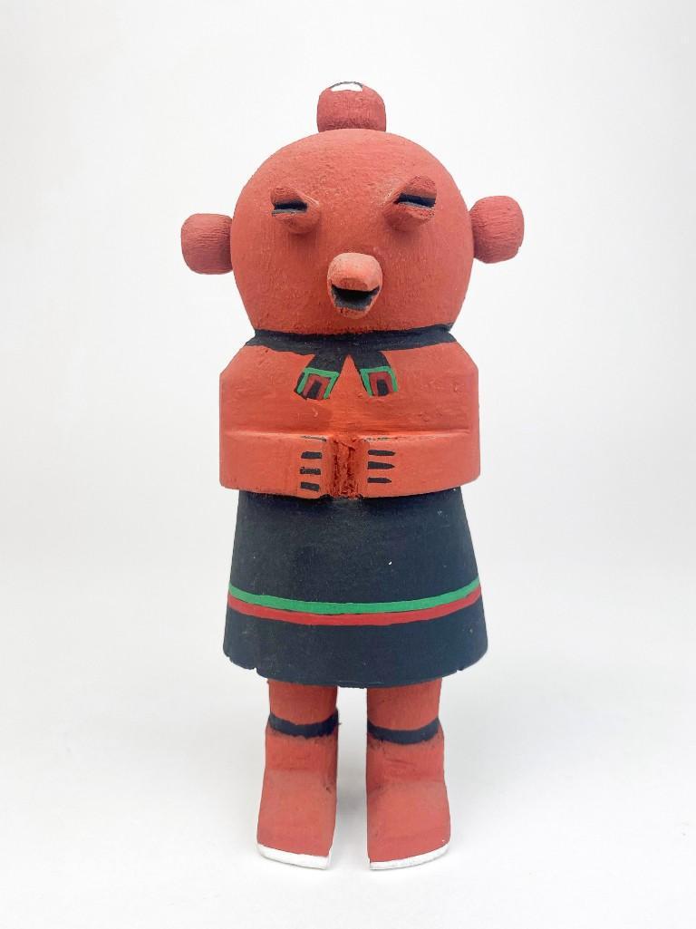 Raphael Honwytewa Red Clay Kachina Doll: Approx. dimensions 6.5 in. H x 3 in. W x 3 in. D. Weight 2.8 oz.