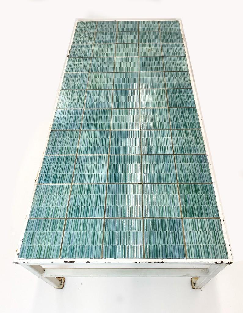 Custom Mid-Century White Painted Tile Outdoor Table (1 of 8)