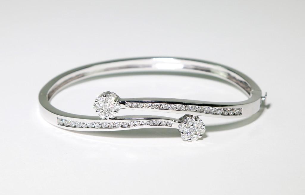 14K White Gold and Diamond Bangle Bracelet (1 of 4)