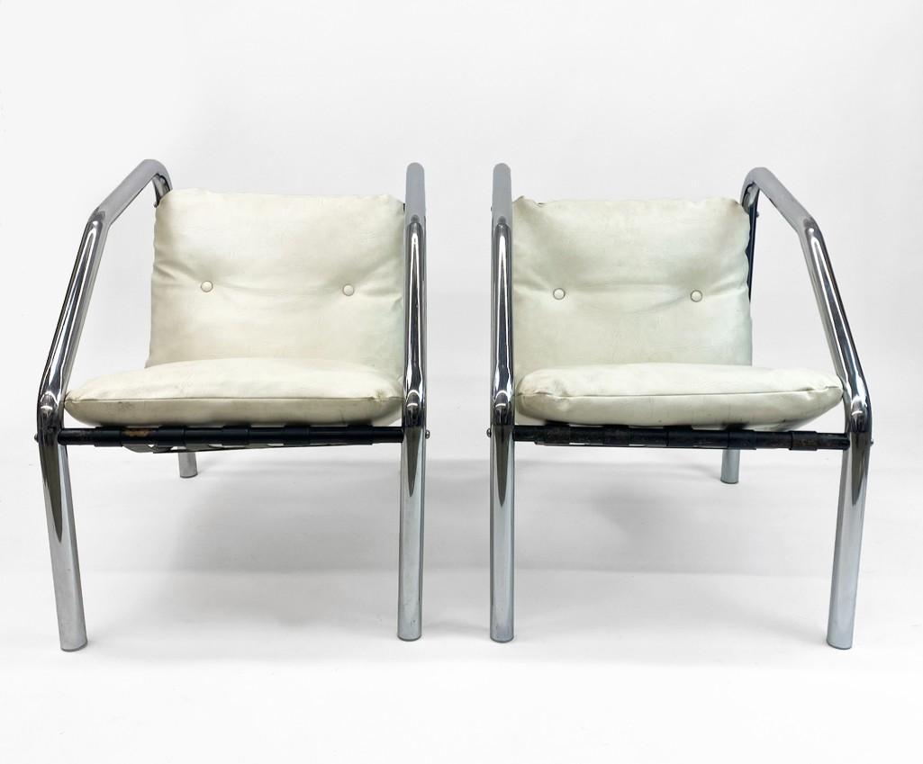 Pair Chrome Tube Chairs (1 of 8)
