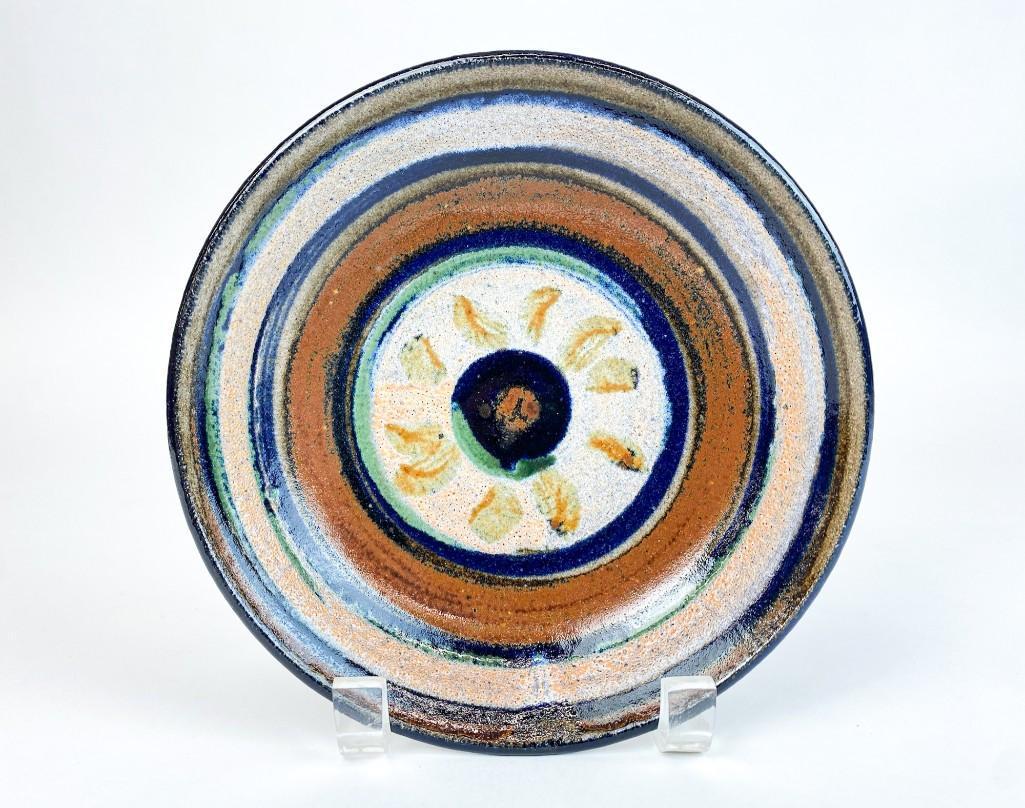 Unknown Multi-colored Studio Pottery Dish Artist Signed (1 of 4)
