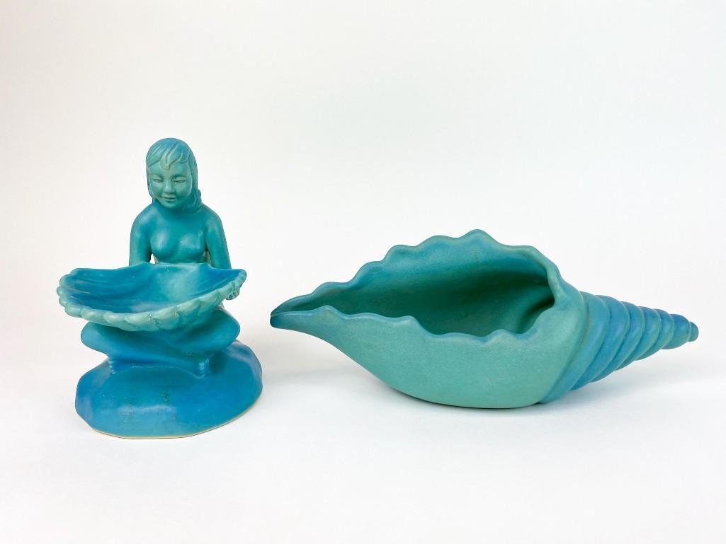 Lot of 2 Vintage Van Briggle Figure and Shell Vase (1 of 16)
