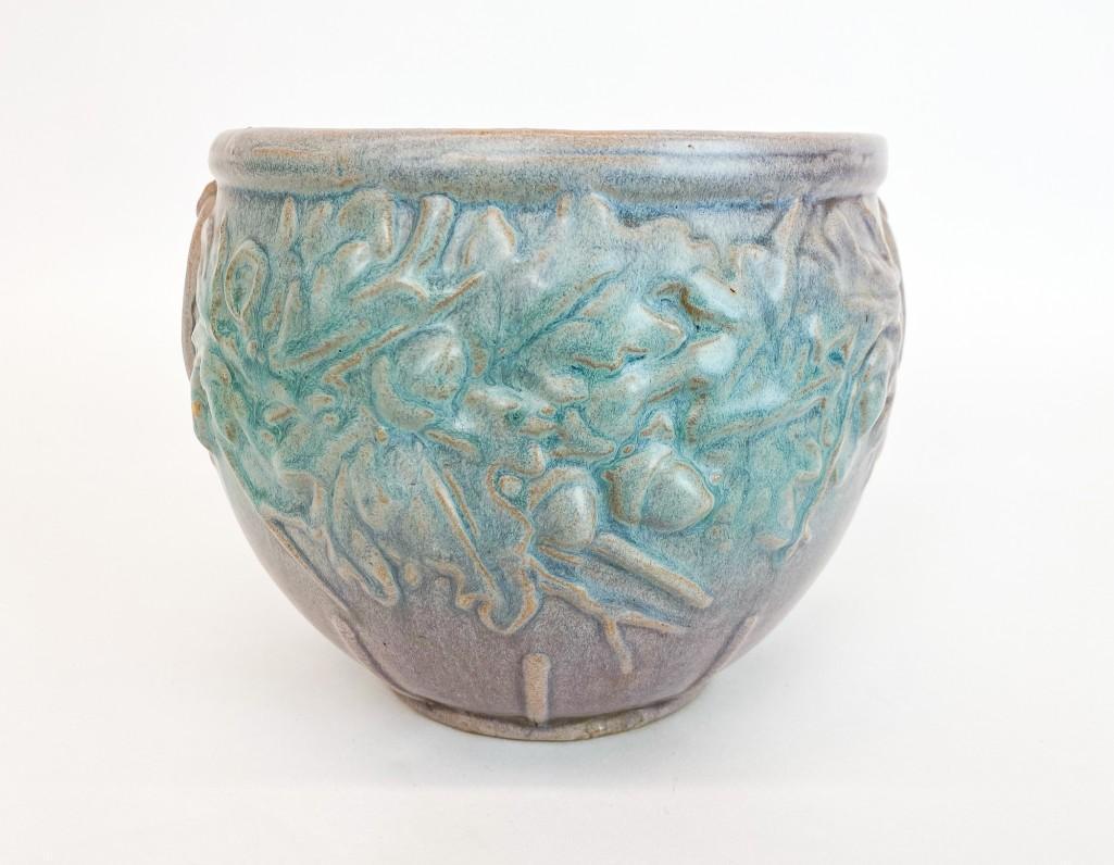 McCoy Ceramics Matte Green Over Mauve 1935: Approx. dimensions: 6.5 in. H x 8.5 in Dia. Weight: 4 lbs. Oz.