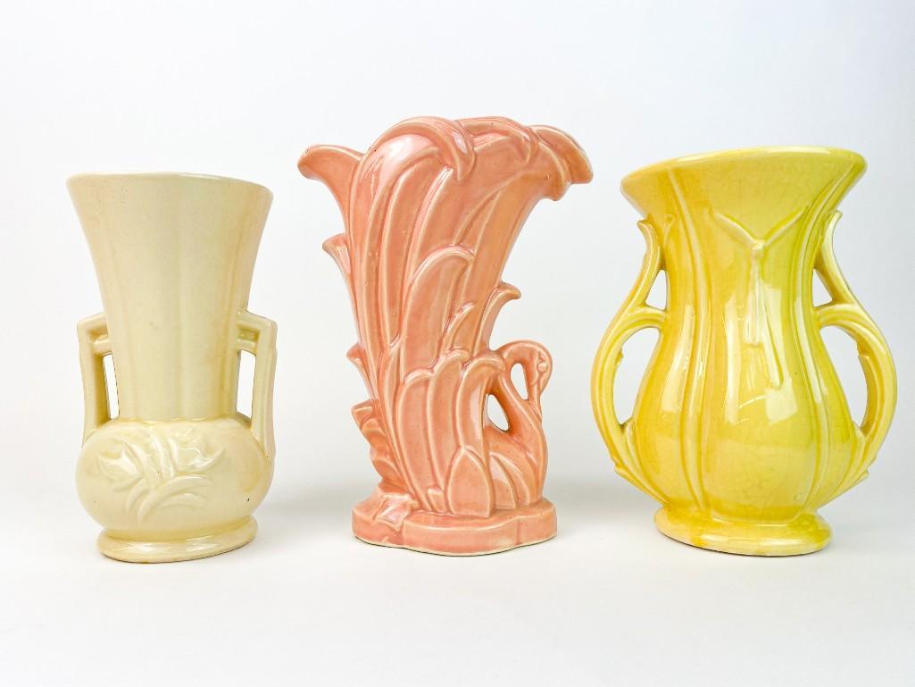 Lot of 3 1940s McCoy Pottery Pastel Vases (1 of 19)