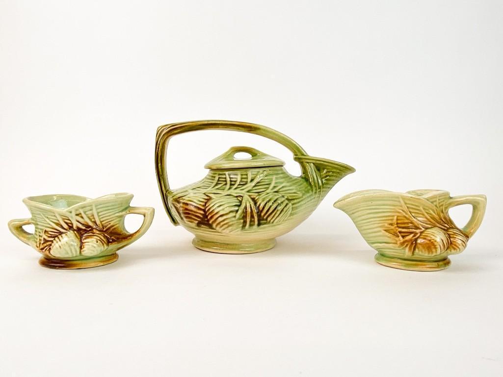 Vintage McCoy Pottery Pinecone Tea Set with Cream/Sugar (1 of 18)