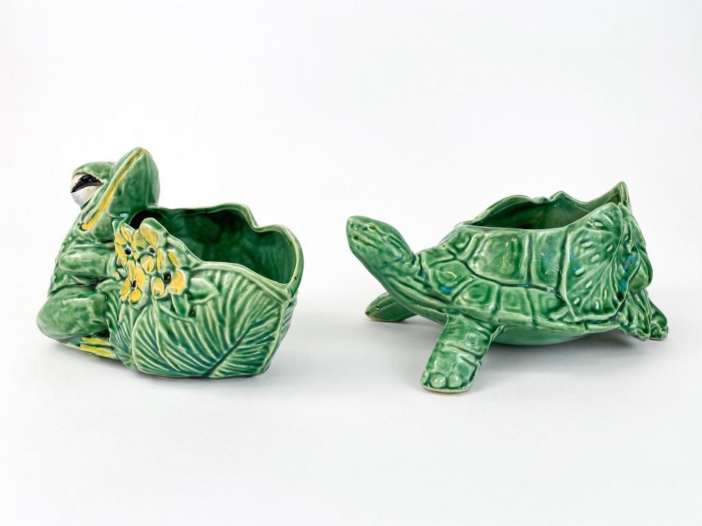 Lot of 2 Vintage McCoy Pottery Frog & Turtle Vessels (1 of 9)