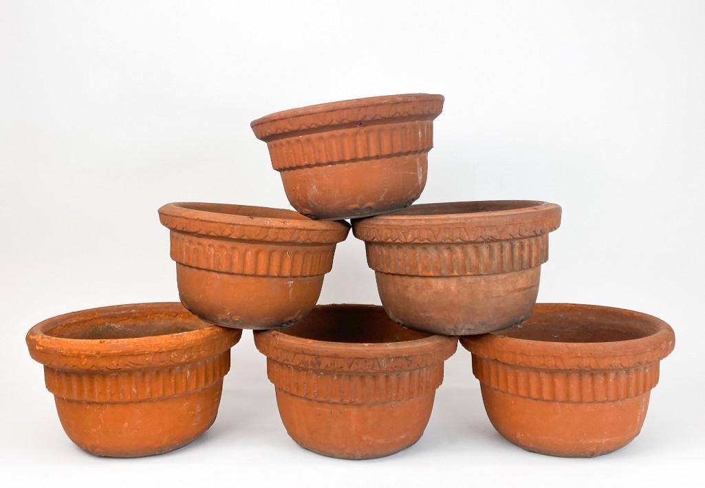 Lot of 6 Vintage Bauer Redware Terracotta Planters (1 of 7)