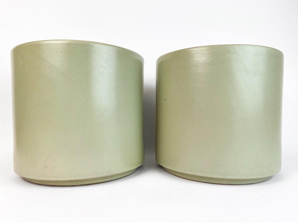 Pair Gainey Ceramic Silver Sage Mid Century Planter (1 of 13)