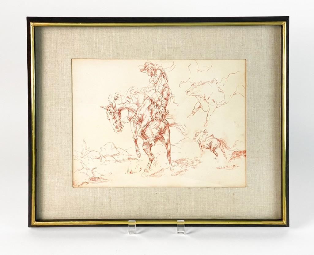 Frederic Remington (1861-1909) Signed Pencil on Paper (1 of 8)