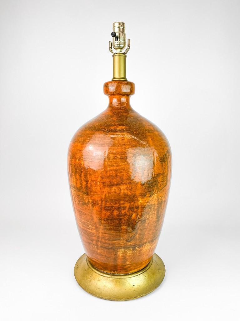 Designer Burn Orange Glaze Vintage Mid Century Lamp (1 of 4)