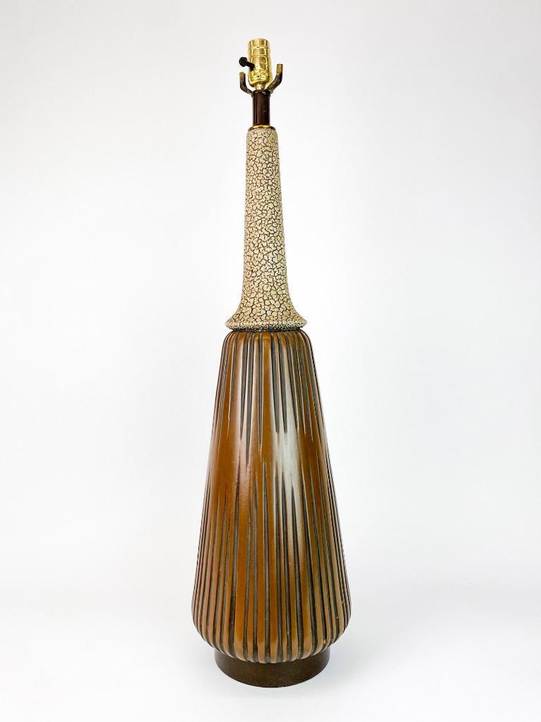 Conical Earth Tone Volcanic Lava Glaze Vintage Lamp (1 of 6)