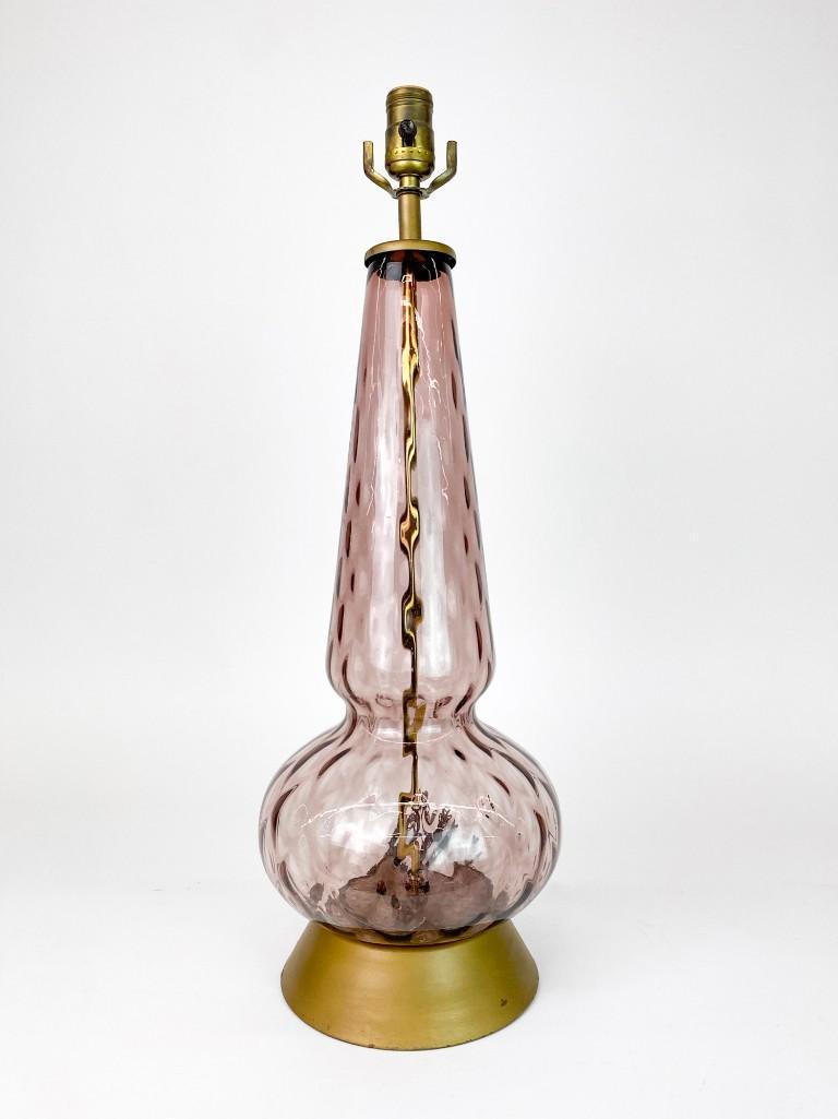 Purple Glass Vintage Mid Century Table Lamp (1 of 4)