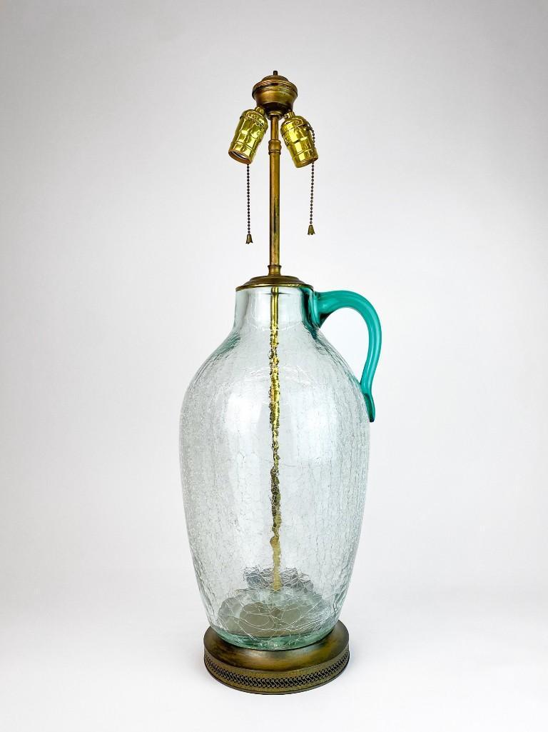 Italian Hand Blown Art Glass W/ Green Handle Lamp (1 of 5)