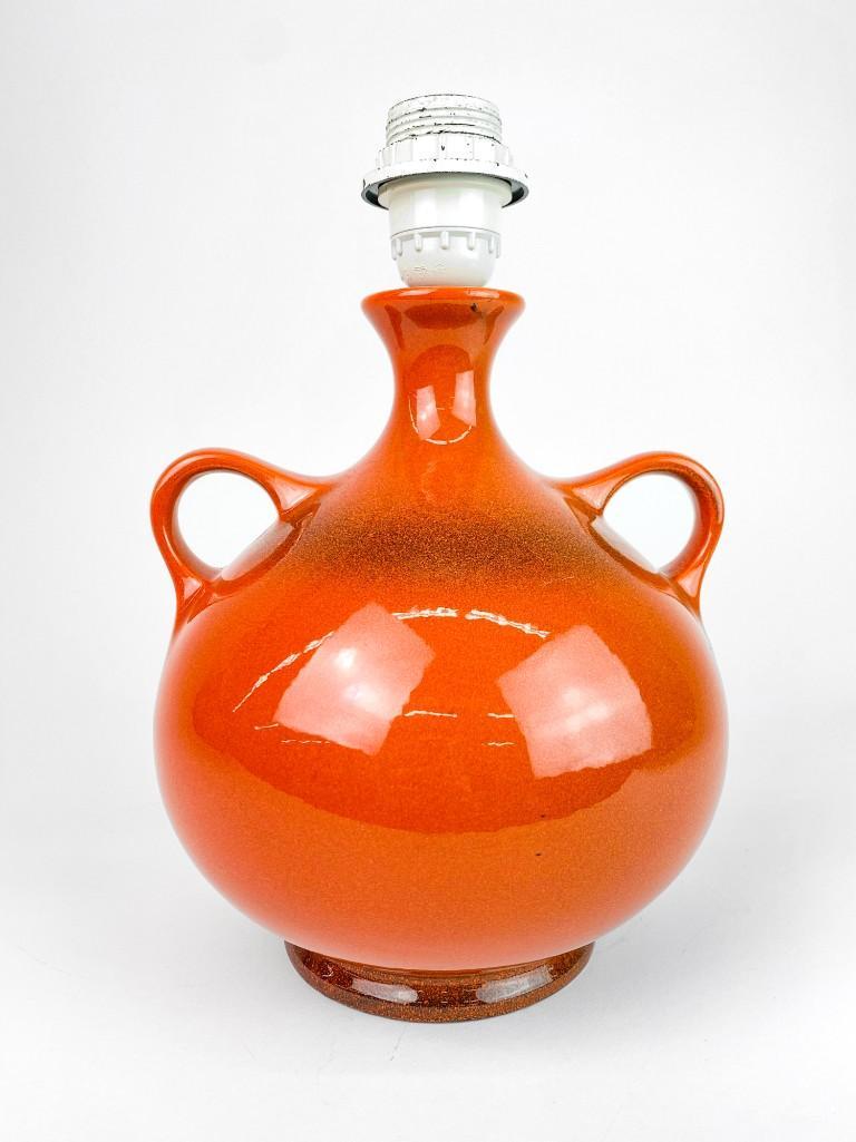 West German Burnt Orange Glaze Porcelain Lamp (1 of 5)