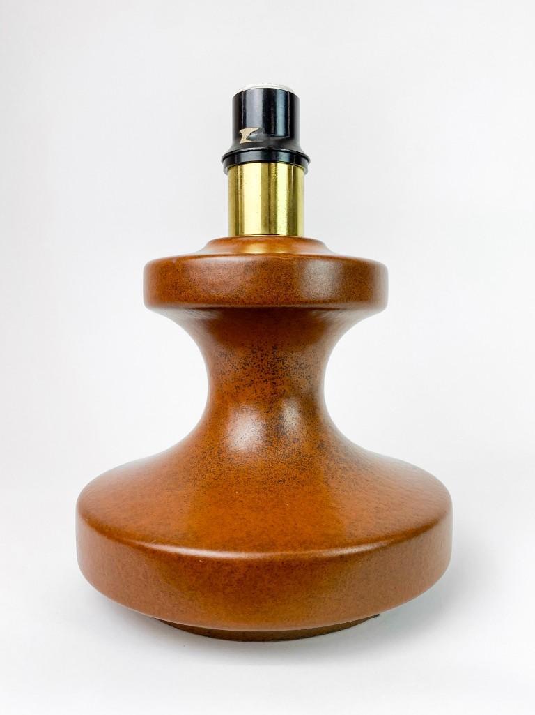 West German Burnt Umber Glaze Terra-cotta Vintage Lamp (1 of 4)