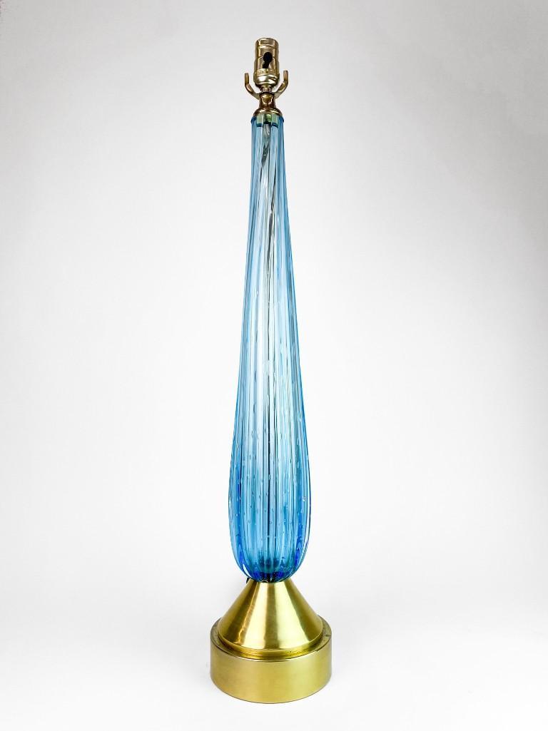 Murano Tall Blue Glass Vintage Mid Century Table Lamp (1 of 6)