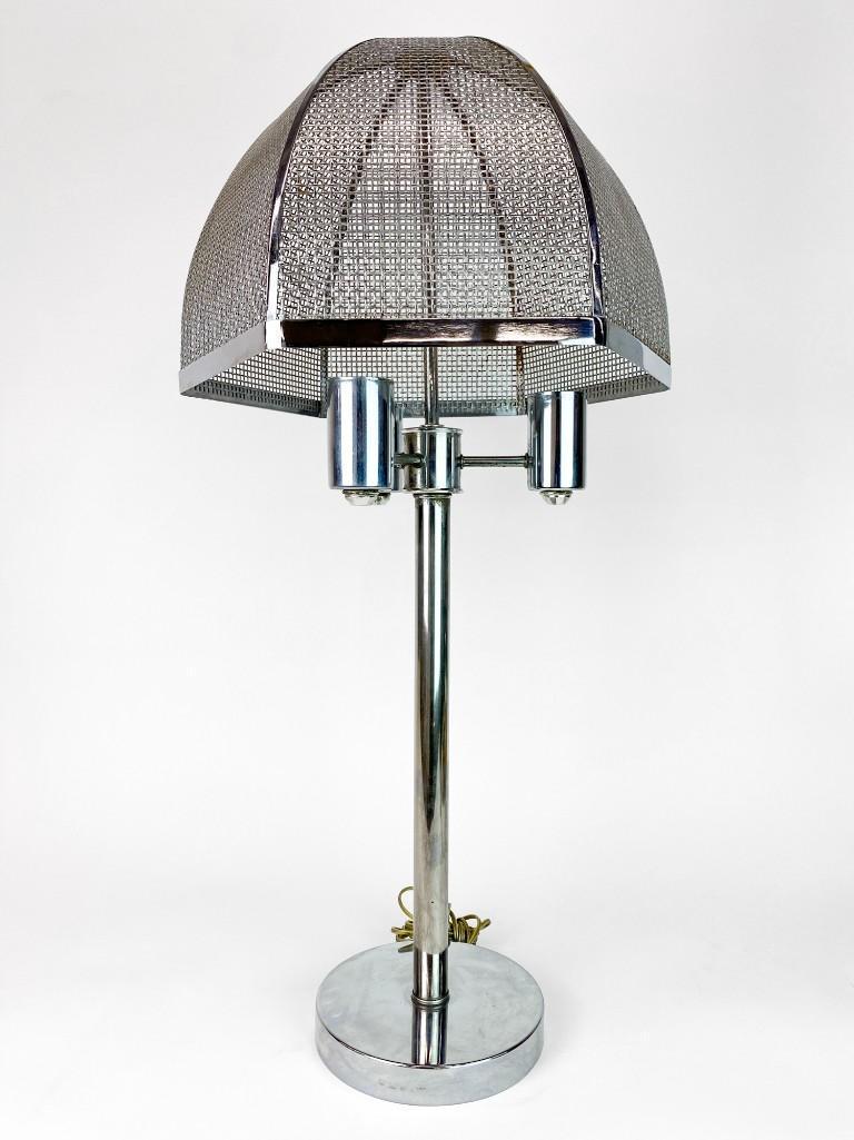 Chrome Hexagonal Basket Shade 3 Light Vintage Lamp (1 of 6)