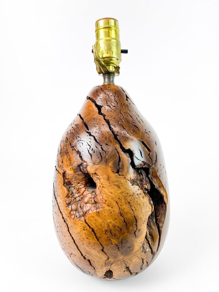 Artisan Made Turned Burlwood Vintage Mid Century Lamp (1 of 7)