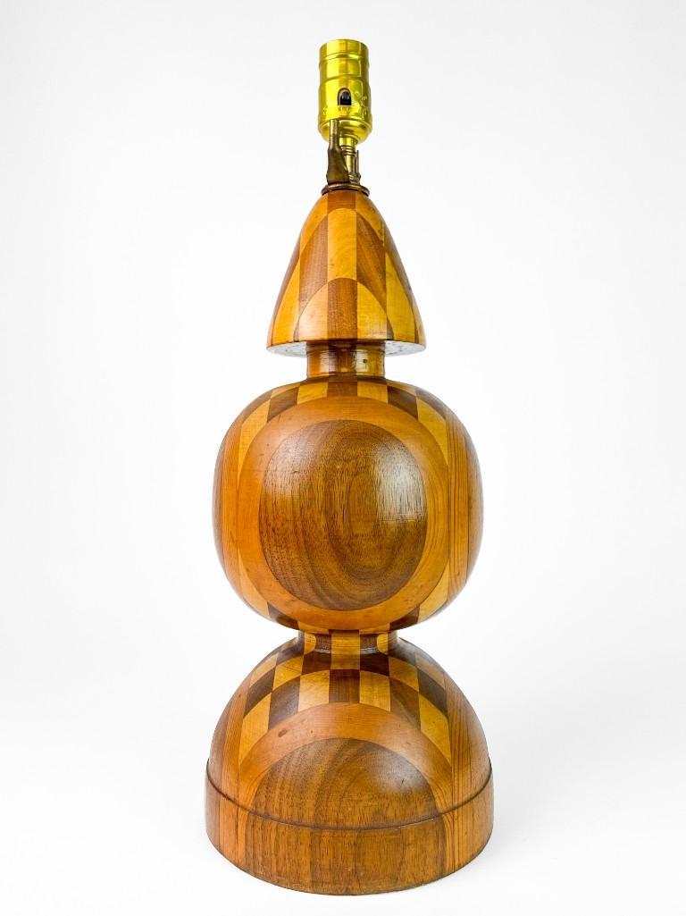 Artisan Made Turned Wood Vintage Mid Century Lamp (1 of 7)