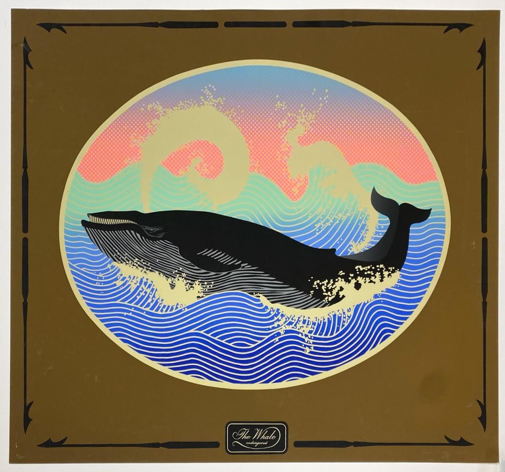 Felice Regan Serigraph Signed 15/200 The Whale 1978: Felice Regan Pencil Signed 15/200 Serigraph The Whale 1978. Fair condition. Heavy stock paper. Some minor surface marks. Approx. dimensions: 29 in. H x 34 in. W.