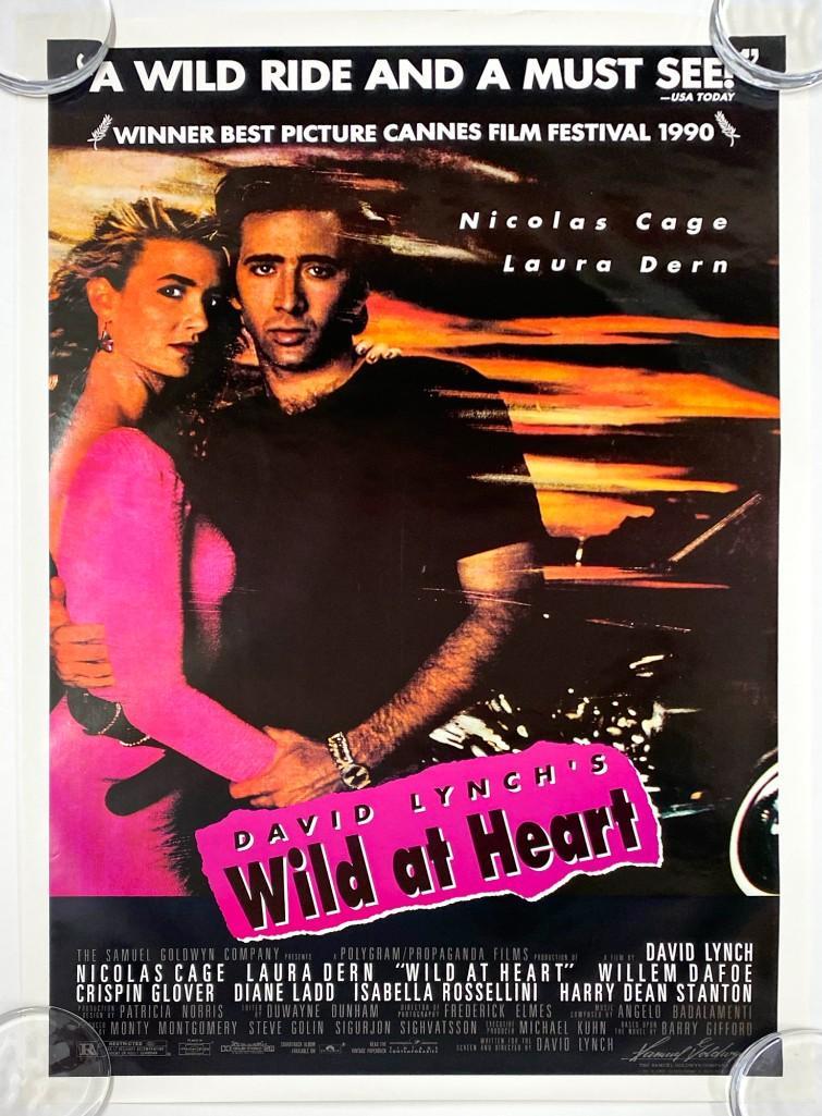 David Lynch Wild at Heart 1990 Movie Poster: David Lynch Wild at Heart Samuel Goldwyn 1990 Movie Poster. Some very minor bends and surface marks. Approx. 40 x 27 in.