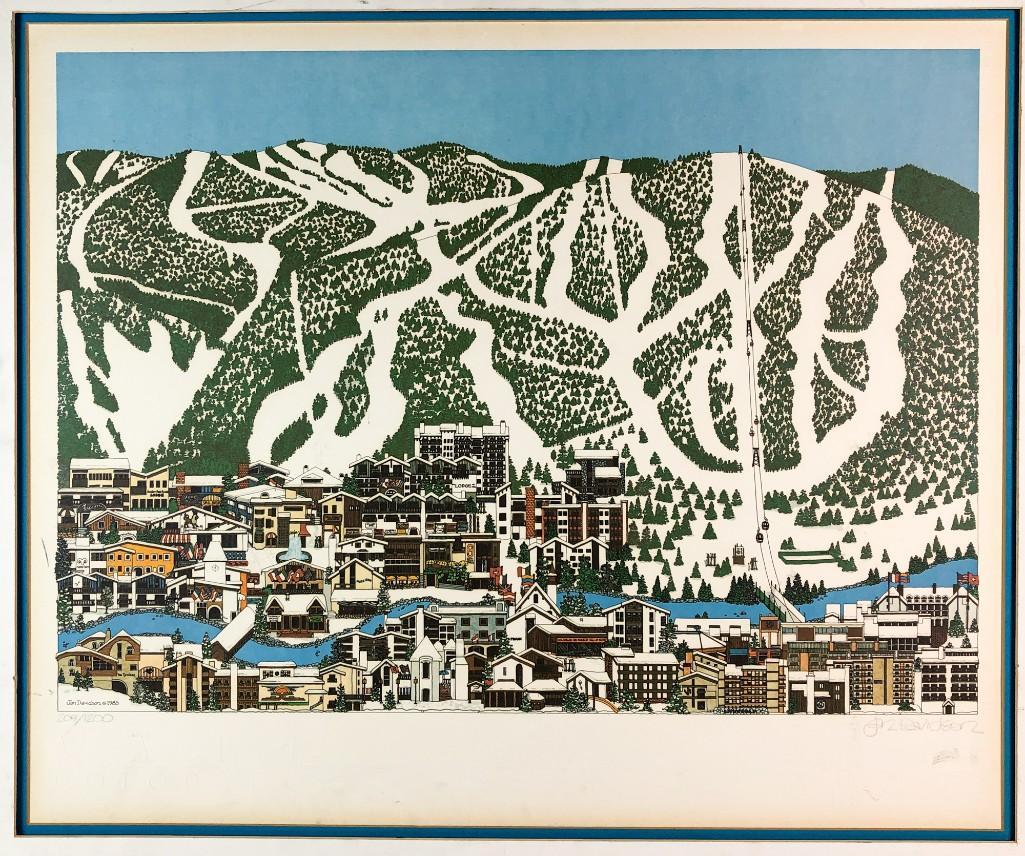 Jan Davidson Signed Print 209/1200 Vale Ski Resort (1 of 4)