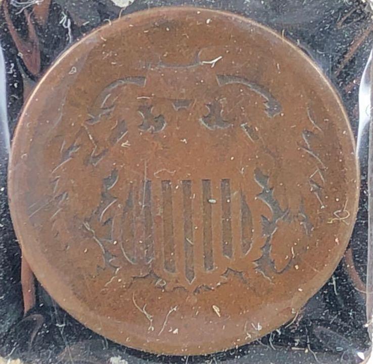 1864 US 2 Cents Coin (1 of 4)