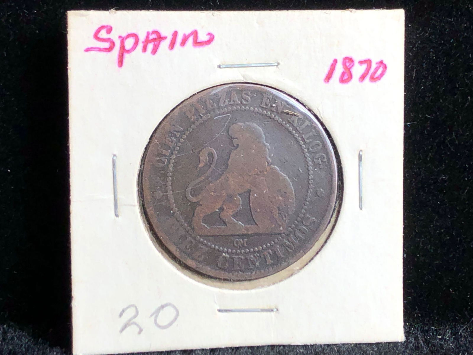 1870 Spain 10 Centimos Coin (1 of 2)