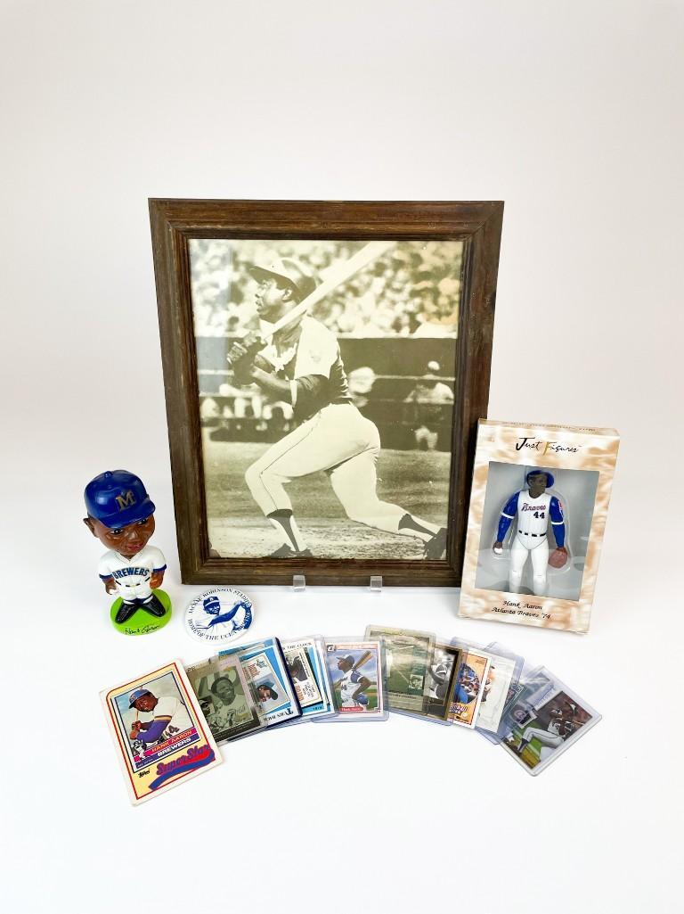 Lot of Hank Aaron Memorabilia Bobble Head Cards + (1 of 5)