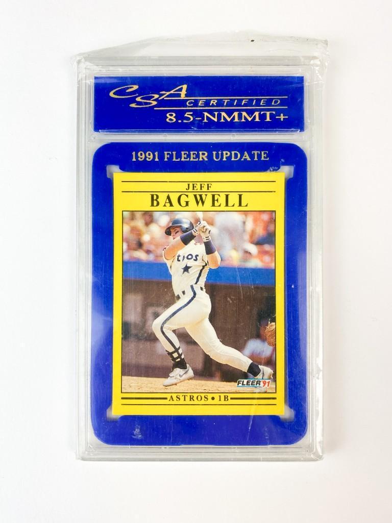 1991 Fleer Jeff Bagwell Astros 1B U-87 CSA NEAR MINT -: 1991 Fleer Jeff Bagwell Astros 1B U-87 CSA NEAR MINT - MINT+ 8.5 MLB CARD. Condition is as shown. Approx. dimensions 5.5 in H x 3.35 in W. Weight 1 lb.