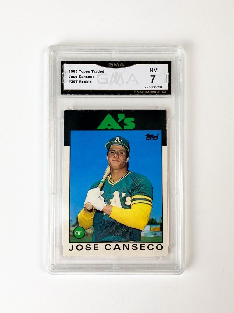 1986 Topps Traded Jose Canseco #20T Rookie GMA NEAR: 1986 Topps Traded Jose Canseco #20T Rookie GMA NEAR MINT 7 MLB CARD. Condition is as shown. Approx. dimensions 5.5 in H x 3.35 in W. Weight 1 lb.