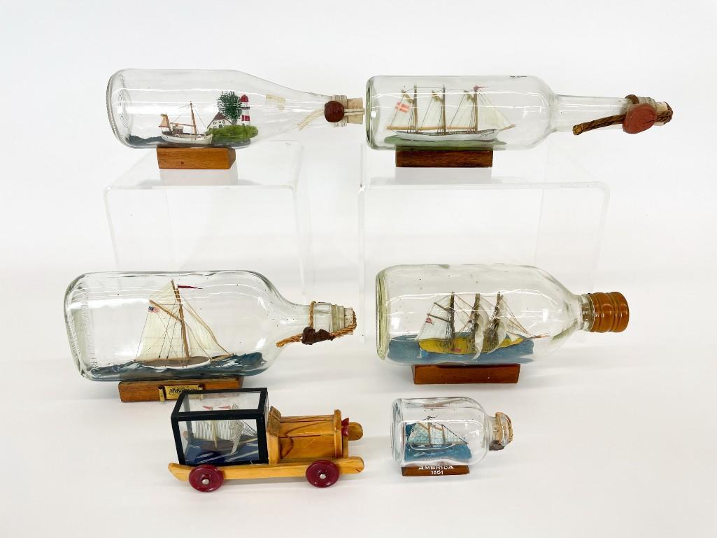 Lot 6 Vintage Model Ships in Bottles Gleason Collection (1 of 7)